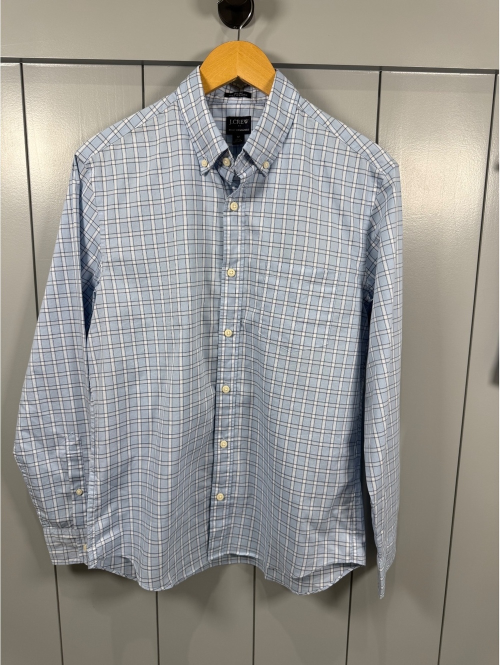 J.Crew NWT Performance Slim preppy cowboy core clean cut Blue Shirt Med